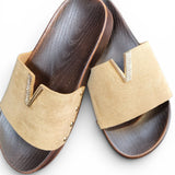 Pantoletten Glitzer Beige New