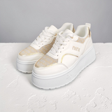 Plateau-Sneaker in Weiß/Beige