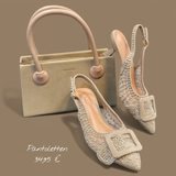 Pantoletten "Spitze/Beige"