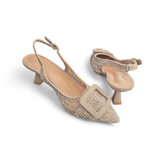 Pantoletten "Spitze/Beige"