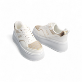 Plateau-Sneaker in Weiß/Beige