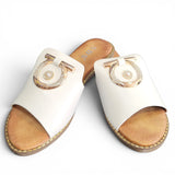 Pantoletten Weiss Gold-Details