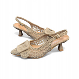 Pantoletten "Spitze/Beige"