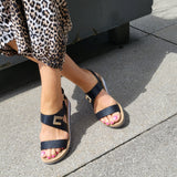 Sandalen Schwarz "Goldene Details "