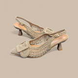 Pantoletten "Spitze/Beige"