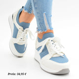 Keilsneaker in Weiß/Blau