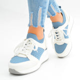 Keilsneaker in Weiß/Blau