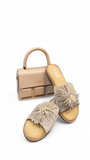 Pantoletten Glitzer-Beige