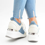 Keilsneaker in Weiß/Blau
