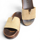 Pantoletten Glitzer Beige New