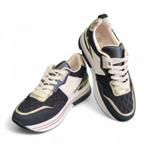 Sneaker "Schwarz/Beige/ Gold