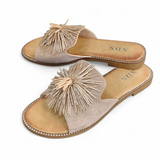 Pantoletten Glitzer-Beige
