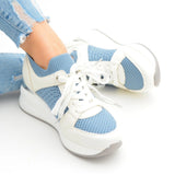 Keilsneaker in Weiß/Blau