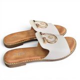 Pantoletten Weiss Gold-Details