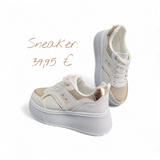 Plateau-Sneaker in Weiß/Beige
