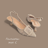 Pantoletten "Spitze/Beige"